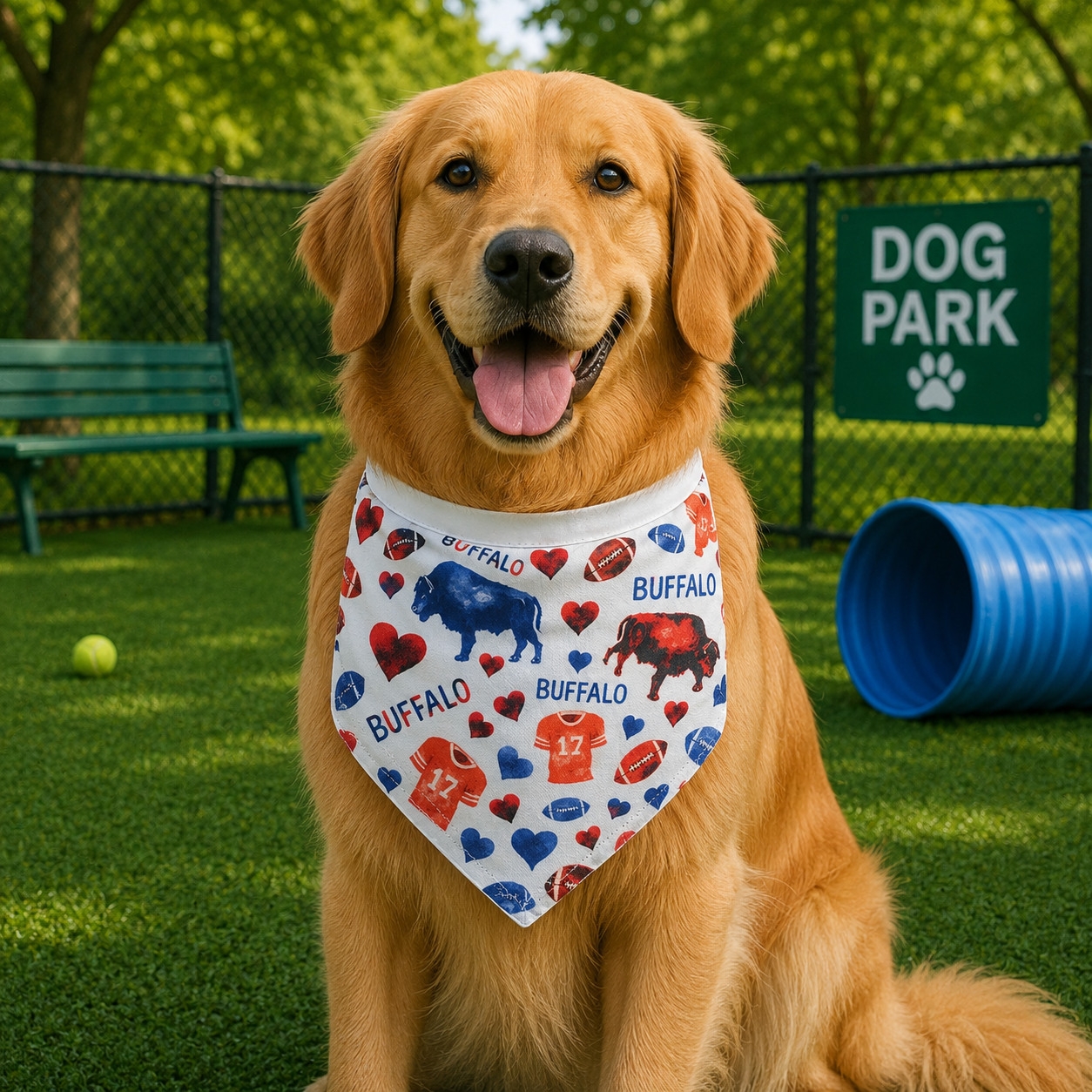 Buffalo Print Tie On Dog Bandana