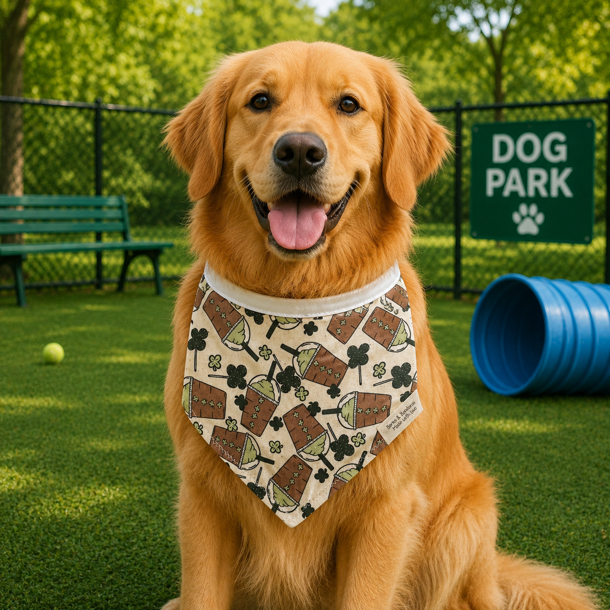 Irish Cafe Tie On Dog Bandana