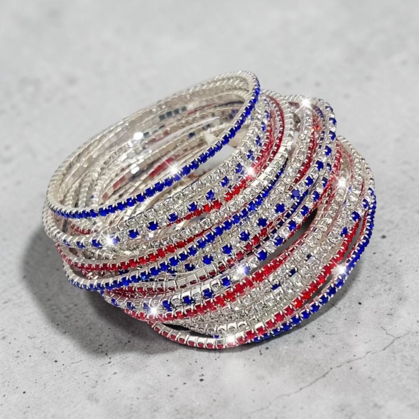 Red White Blue Bangle Set (4 Pack)
