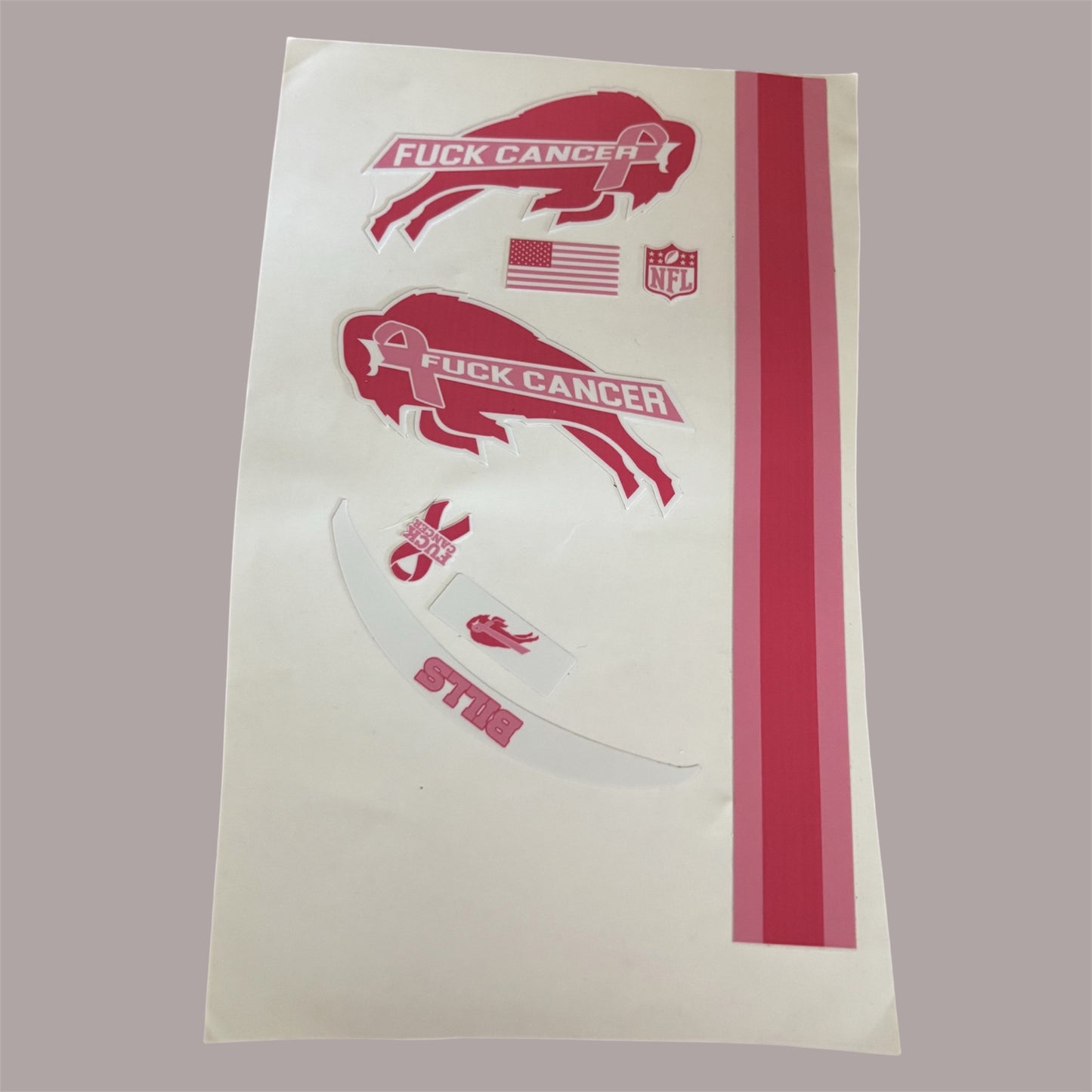 BCA Fuck Cancer Bills Mini Helmet Decal Set