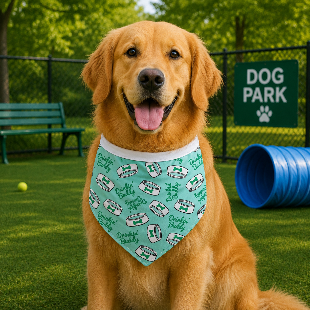 Drinking Buddies Tie On Dog Bandana