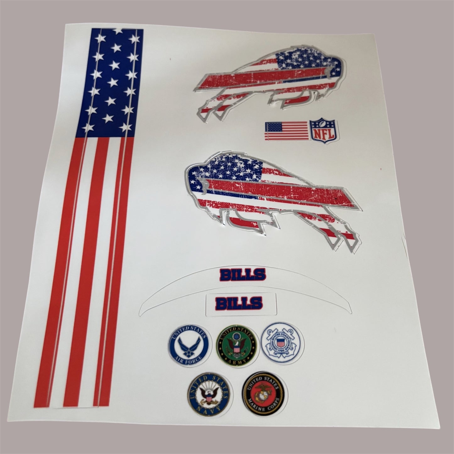 American Flag Bills Mini Helmet Decal Set