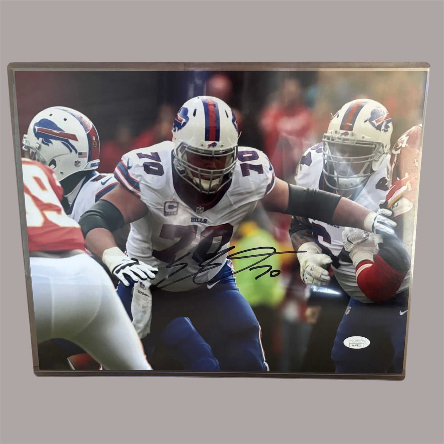Eric Woods Signed Buffalo Bills 11x14 Blocking