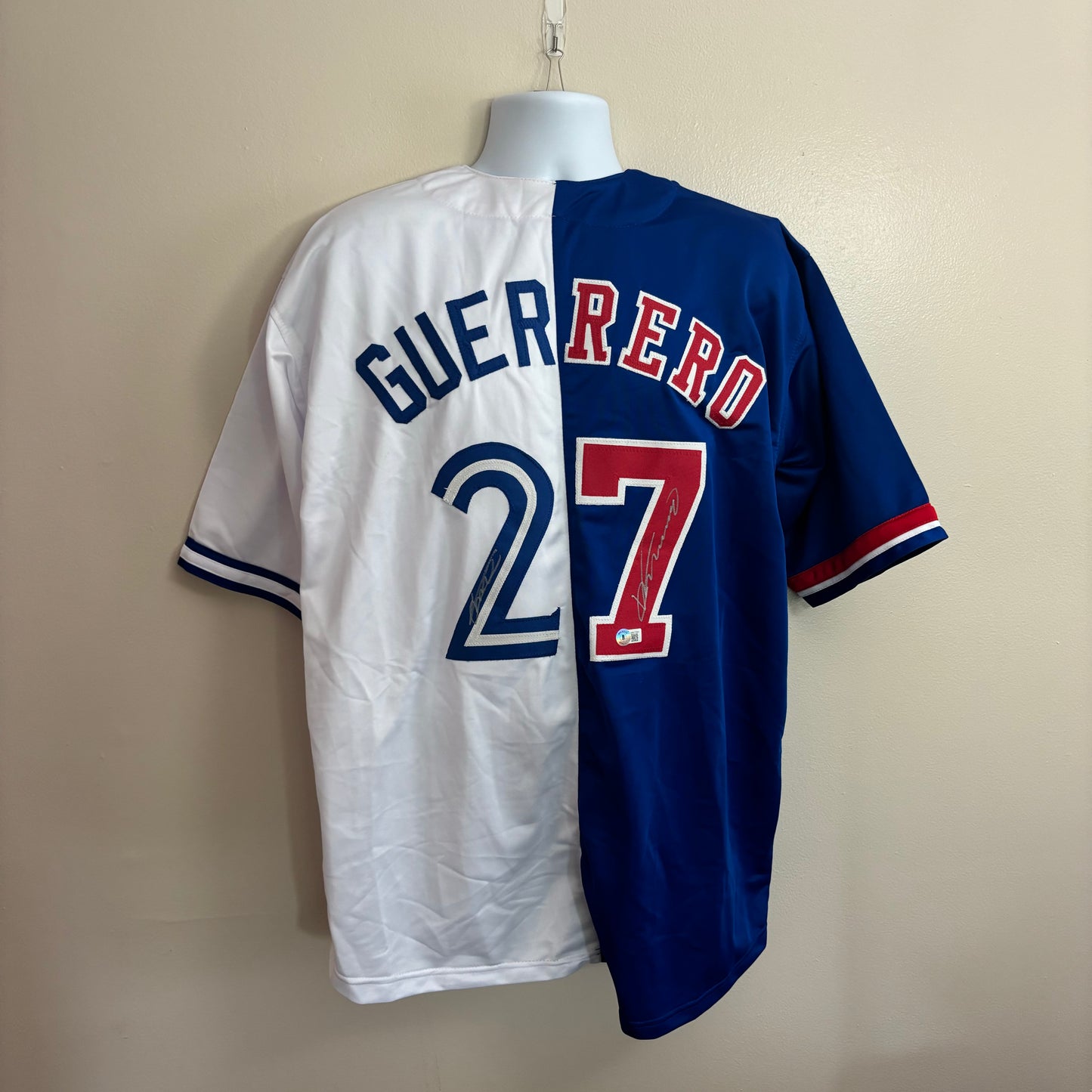 Vladimir Guerrero Jr. & Vladimir Guerrero Sr. signed split Blue Jays-Expos Jersey