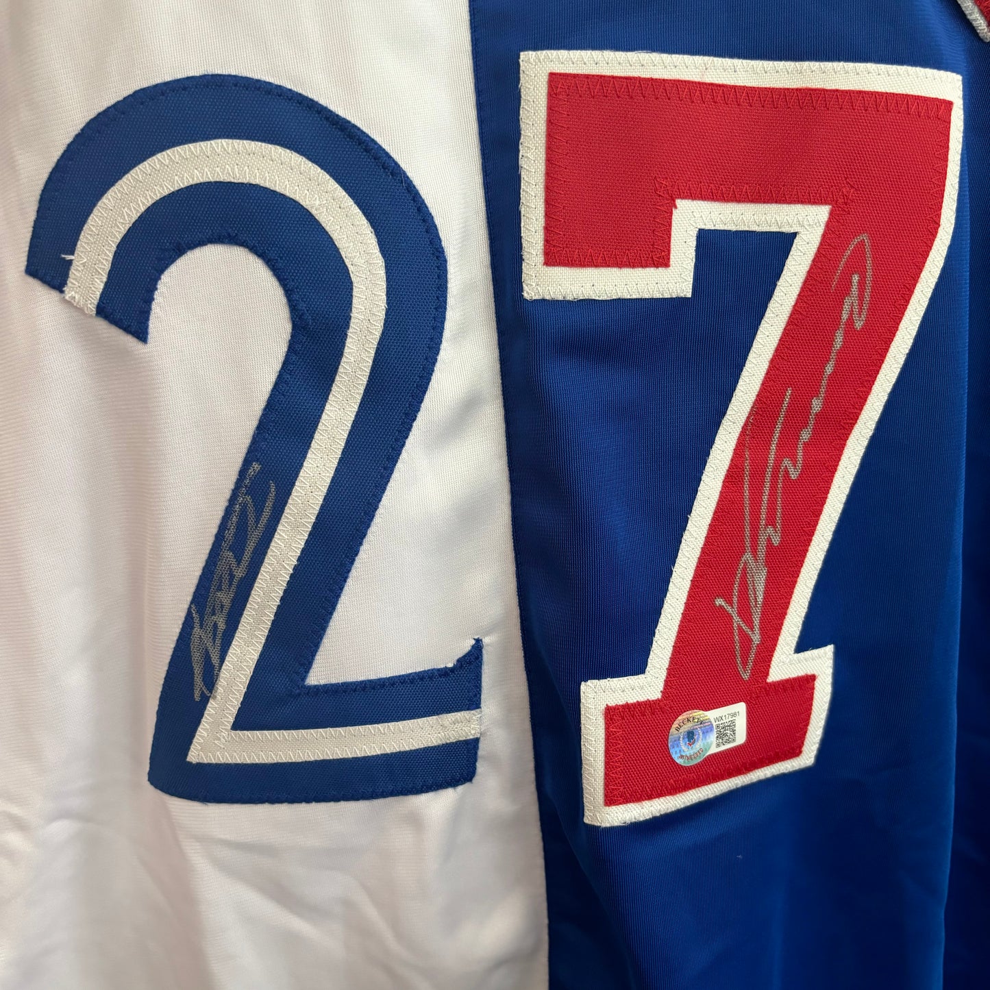 Vladimir Guerrero Jr. & Vladimir Guerrero Sr. signed split Blue Jays-Expos Jersey