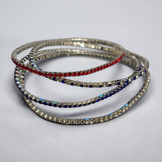 Red White Blue Bangle Set (4 Pack)