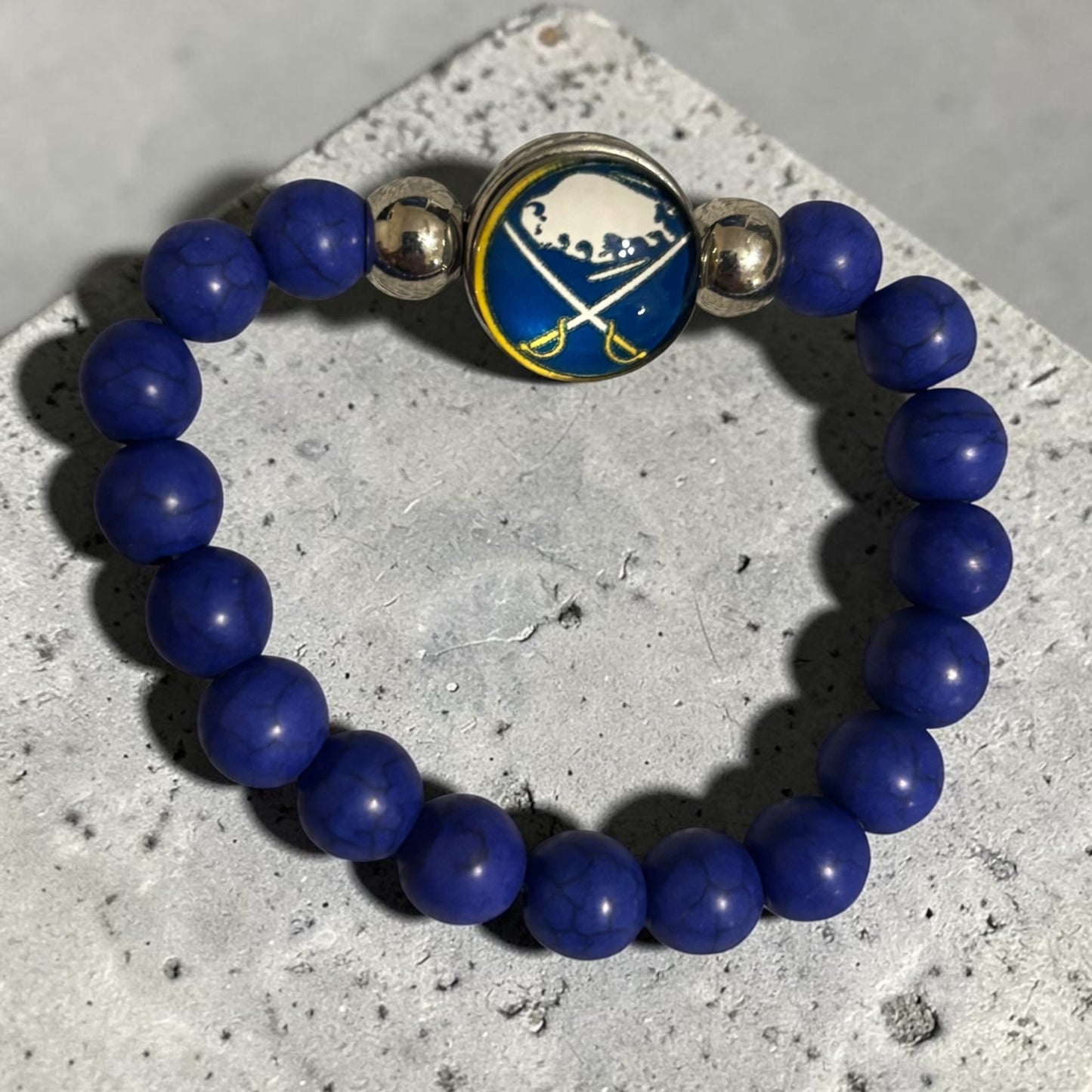 Blue Beaded Snap Bracelet