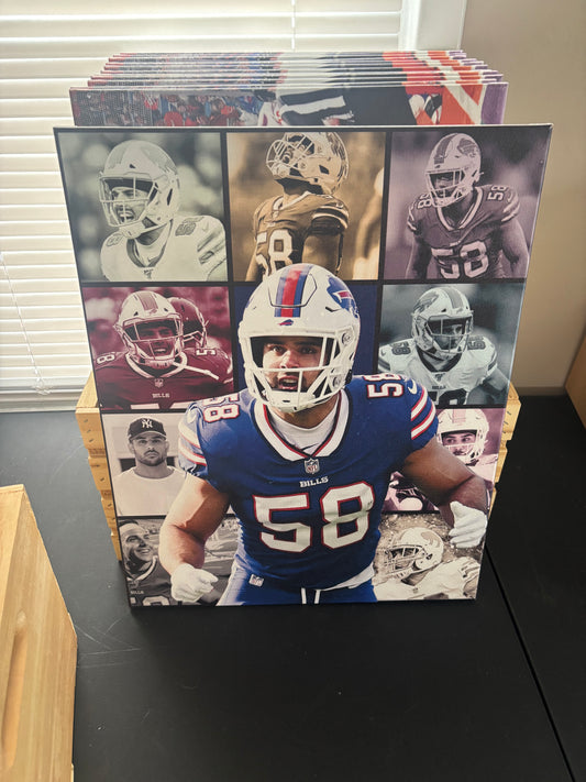 Matt Milano Signed Buffalo Bills 16x20 Canvas