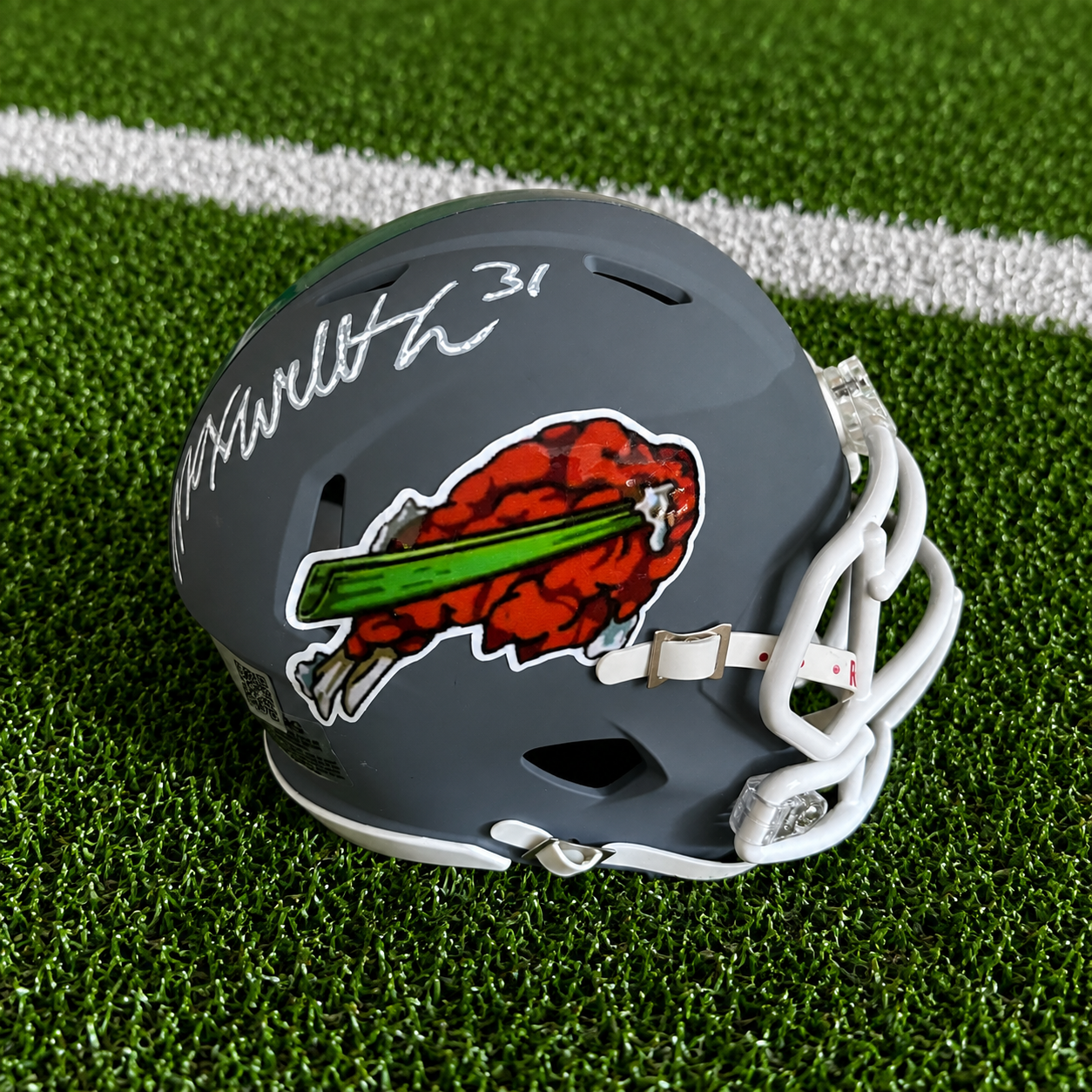 Hairston, Maxwell Matte Grey Chicken Wing Mini Helmet