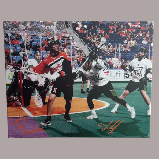 Tehoka Nanticoke Signed Buffalo Bandits 16x20 Canvas (Knighthawks - Lets Go Bandits)