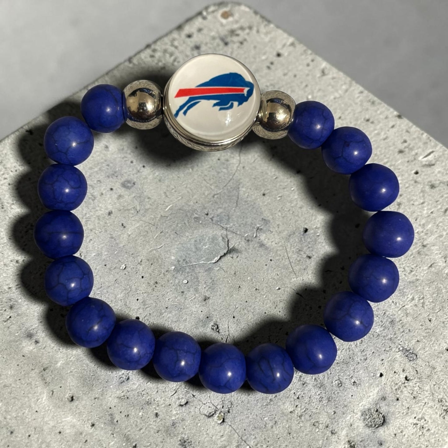 Blue Beaded Snap Bracelet
