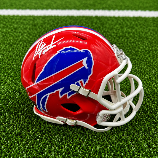 Steve Tasker Signed Buffalo Bills Red Speed Mini Helmet