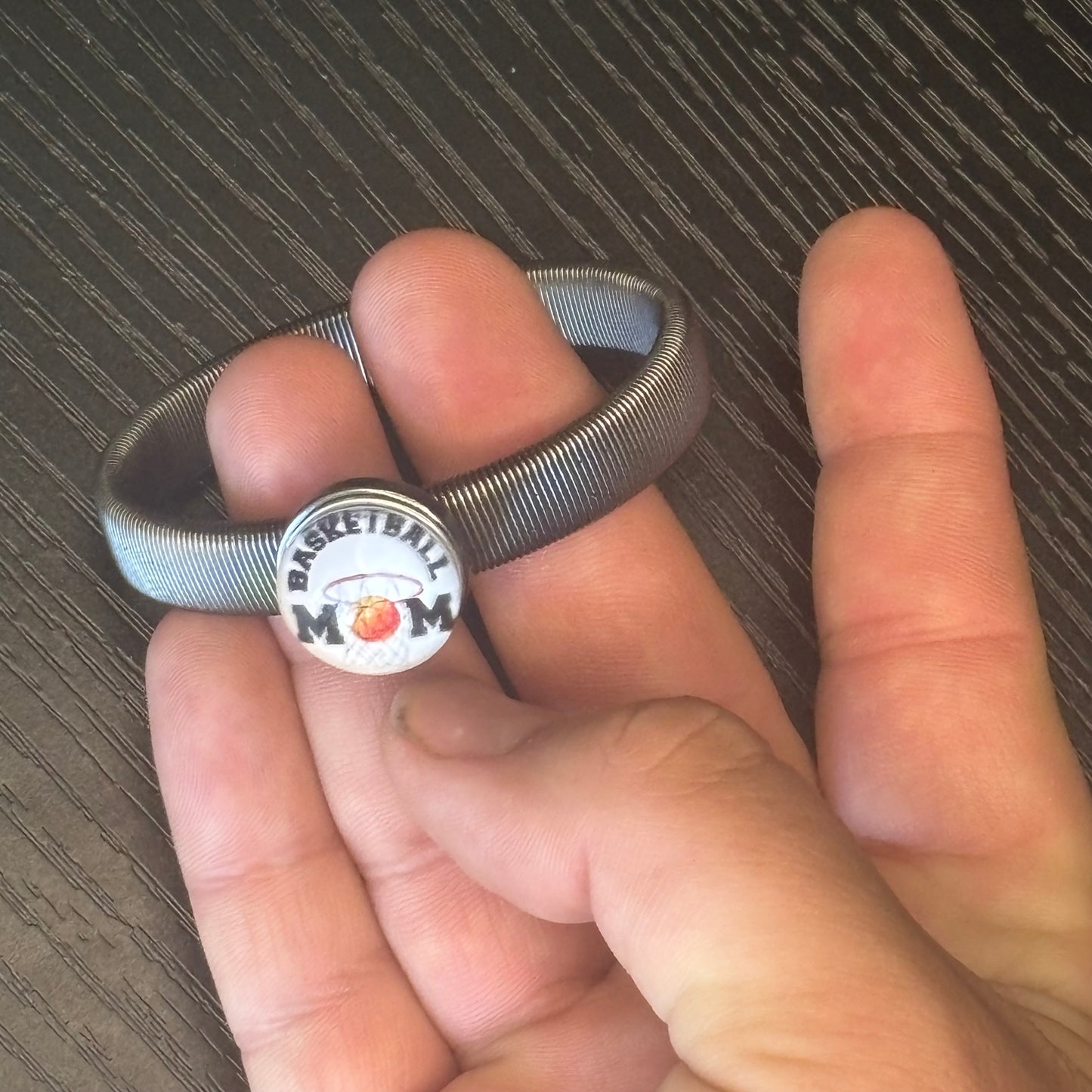 Flat Coil Snap Charm (Charcoal & Silver)
