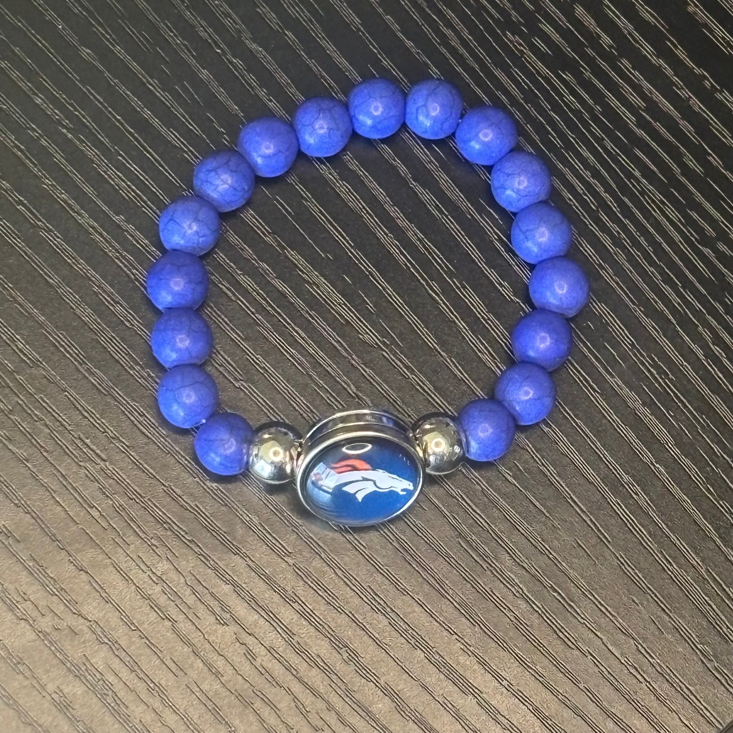 Blue Beaded Snap Bracelet