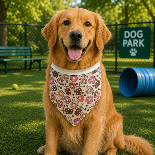 Love Cafe Tie On Dog Bandana