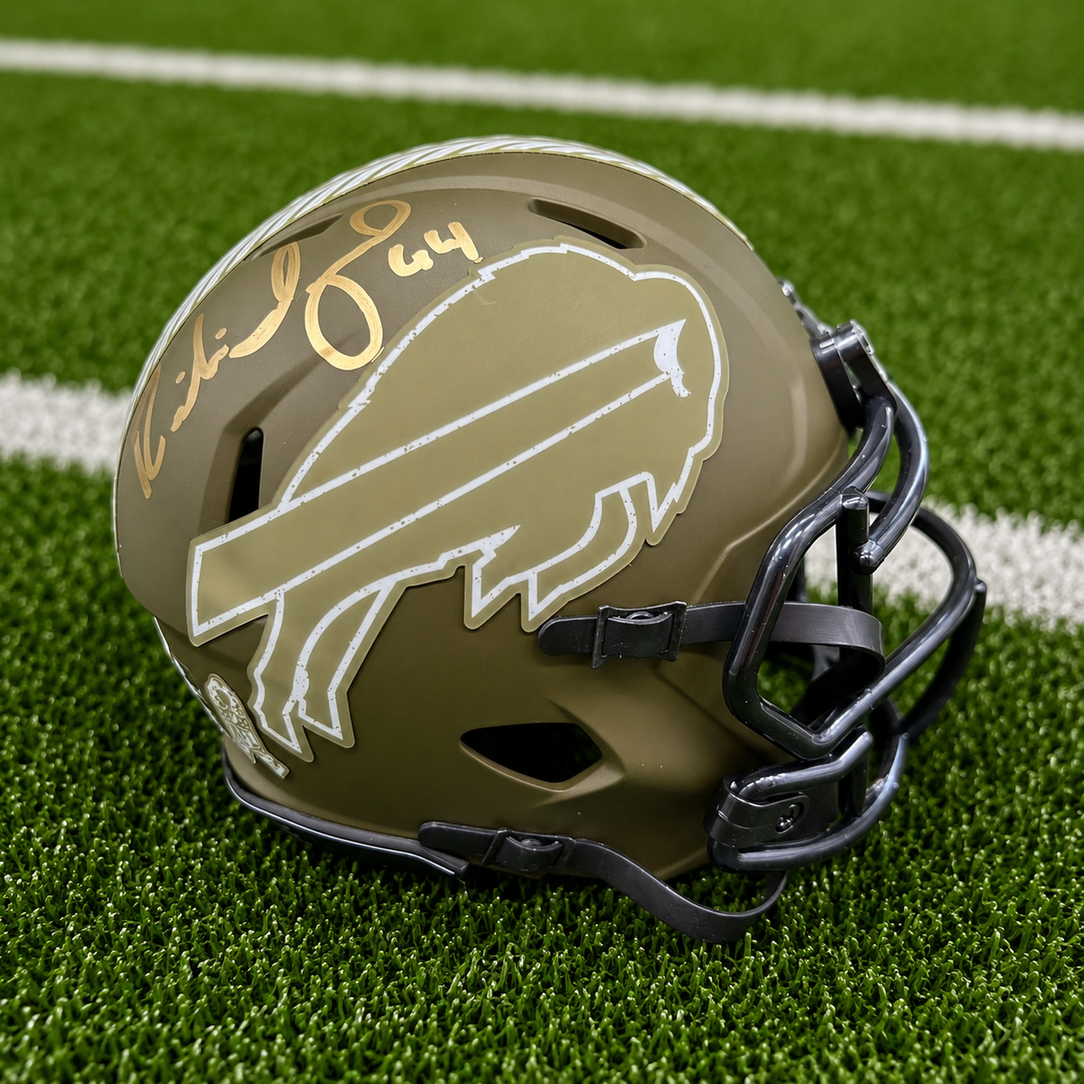 Richie Incognito Signed Buffalo Bills Salute to Service Mini Helmet