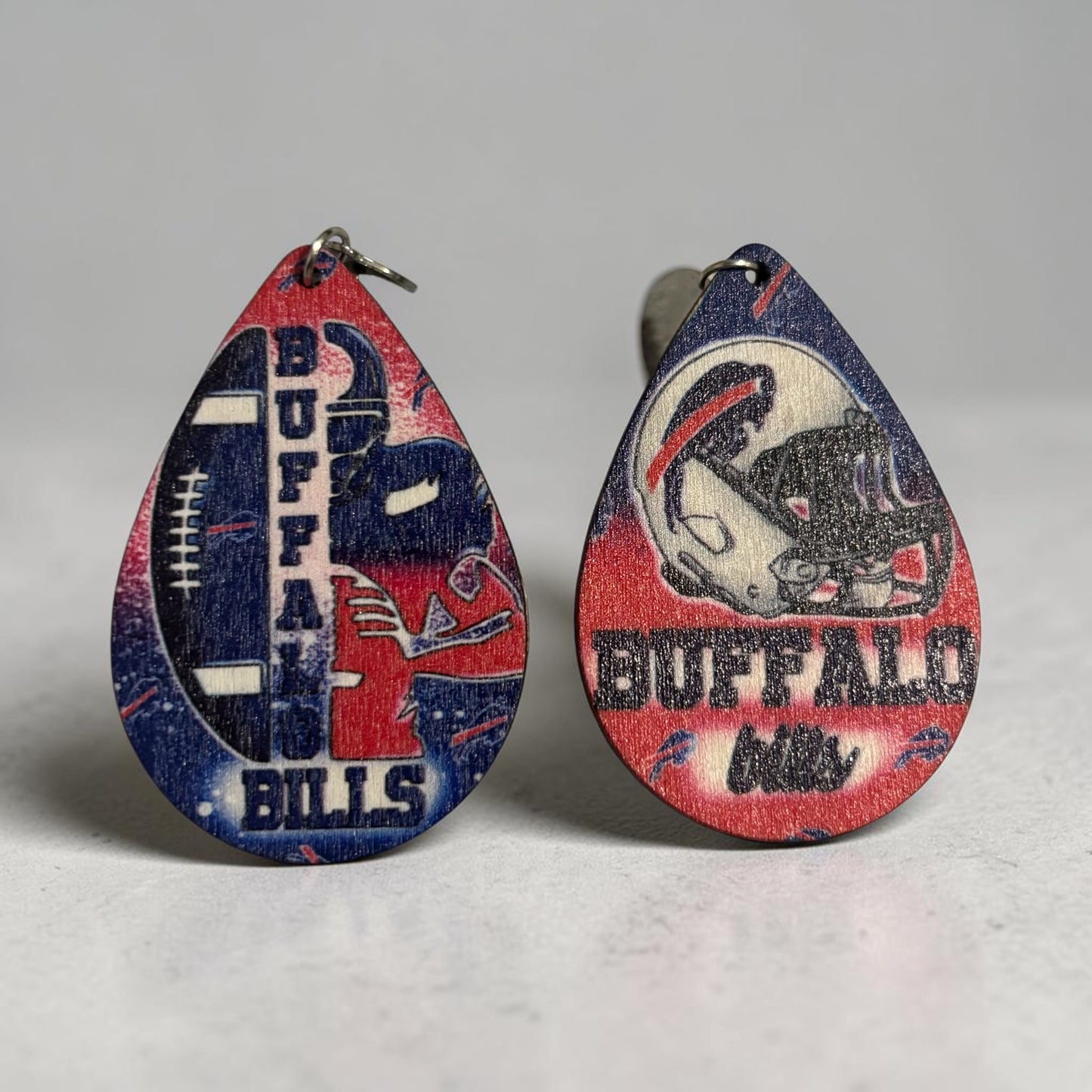Buffalo Bills Wooden Tear Drop Earrings