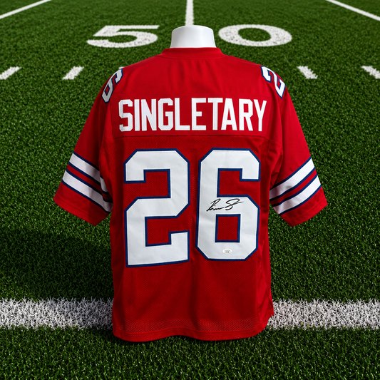 Devin Singletary Signed Buffalo Bills Jersey (Red)