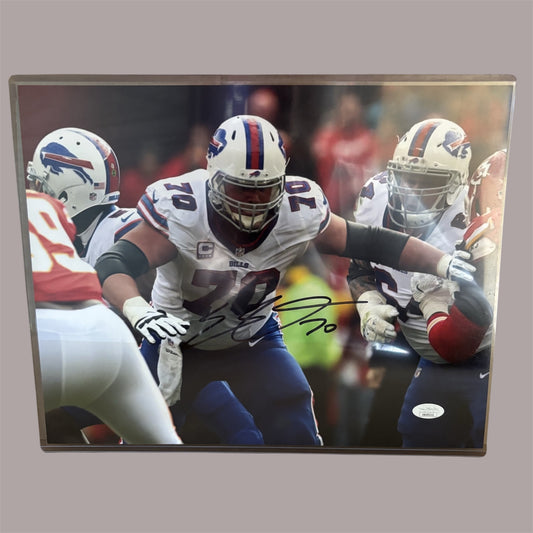 Eric Woods Signed Buffalo Bills 11x14 Blocking