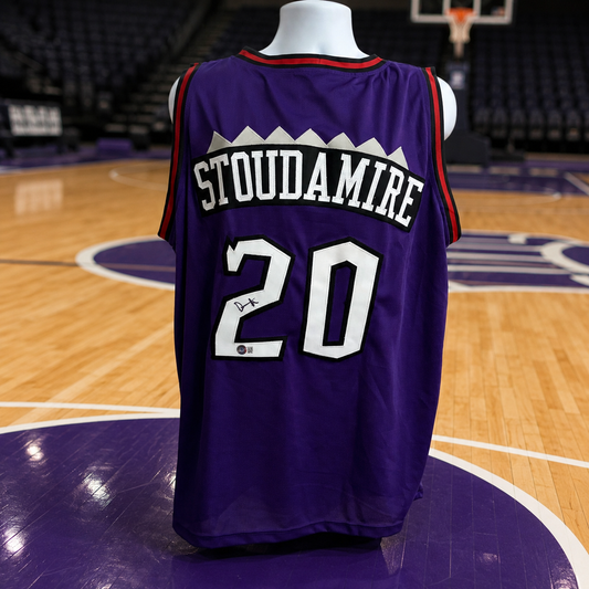 Damon Stoudamier Signed Toronto Raptors Jersey (Purple)