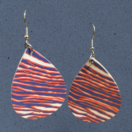 Bills Zubaz Leather Tear Drop Earrings