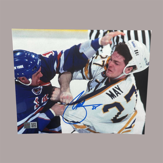 Brad May Signed Buffalo Sabres 8x10 (Fight)