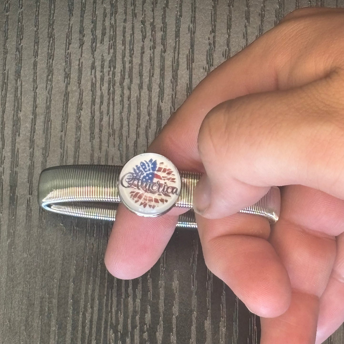 Flat Coil Snap Charm (Charcoal & Silver)