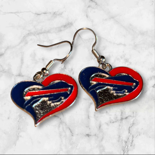 Buffalo Bills Heart Alloy Earrings
